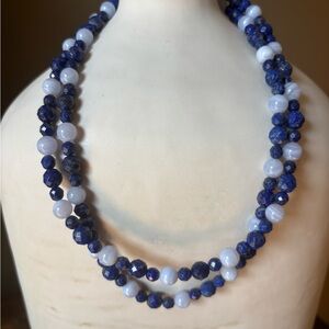 Mine Finds by Jay King Lapis Lazuli Blue Lace Agate 36” Beaded Necklace (P)